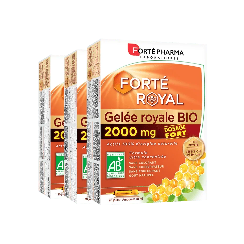 Lot de 3 Forté Royal Gelée Royale BIO 2000mg