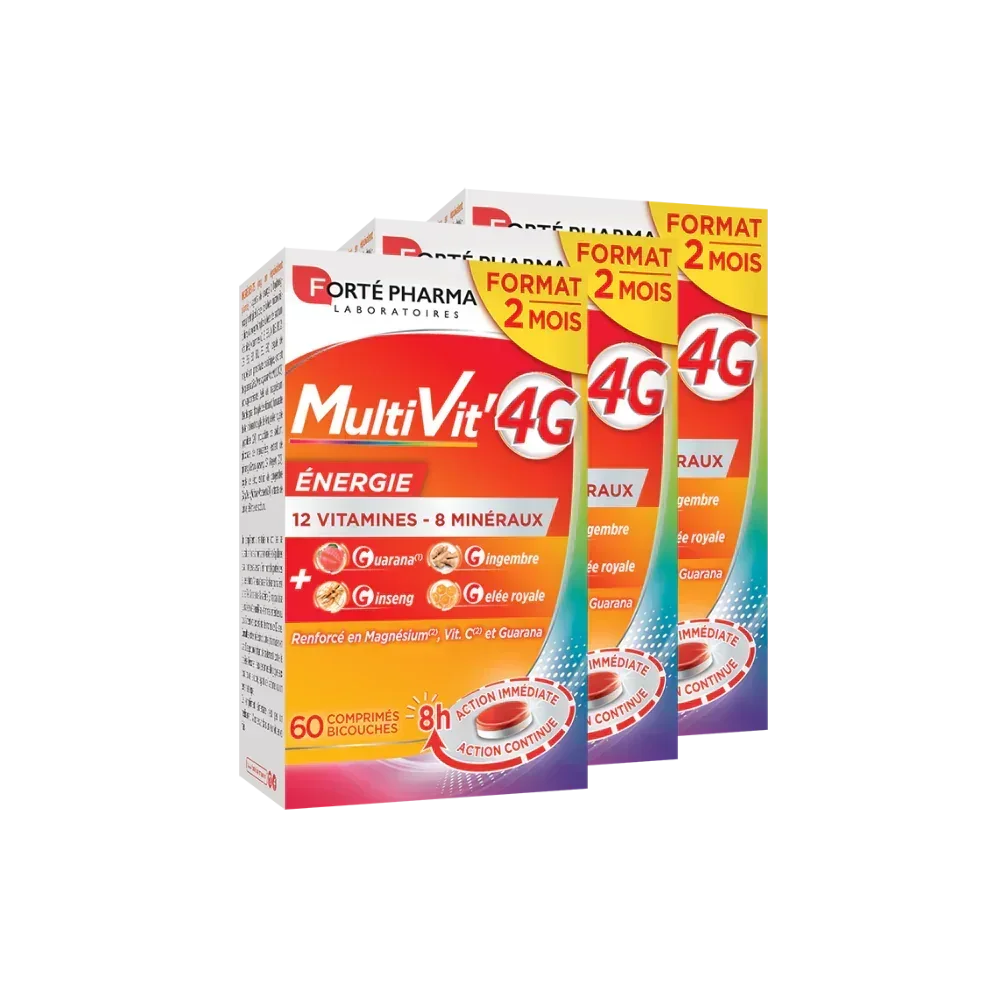 Lot de 3 MultiVit'4G Energie 60 comprimés